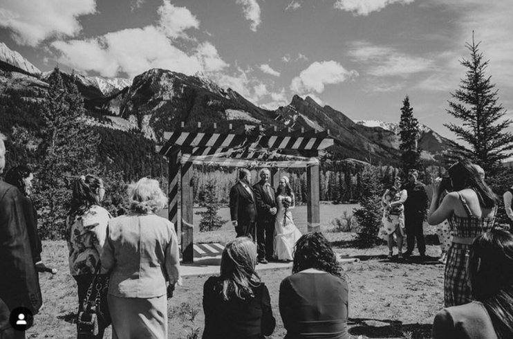 Outdoor wedding ceremony DJ services provided in Jasper, Alberta.